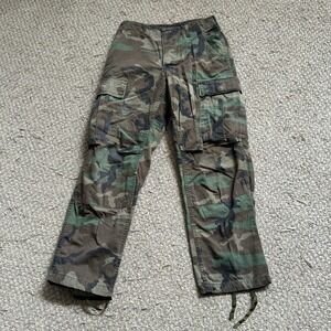 Vintage US Military Pants Men XS X-Short Woodland Camouflage‎ Trouser Combat